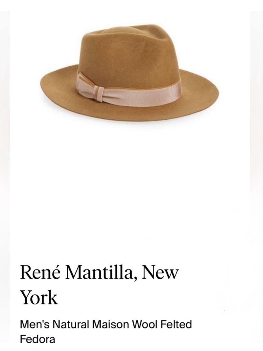René Mantilla, New
York Natural Maison Wool Felted
Fedora size M NEW 
$254